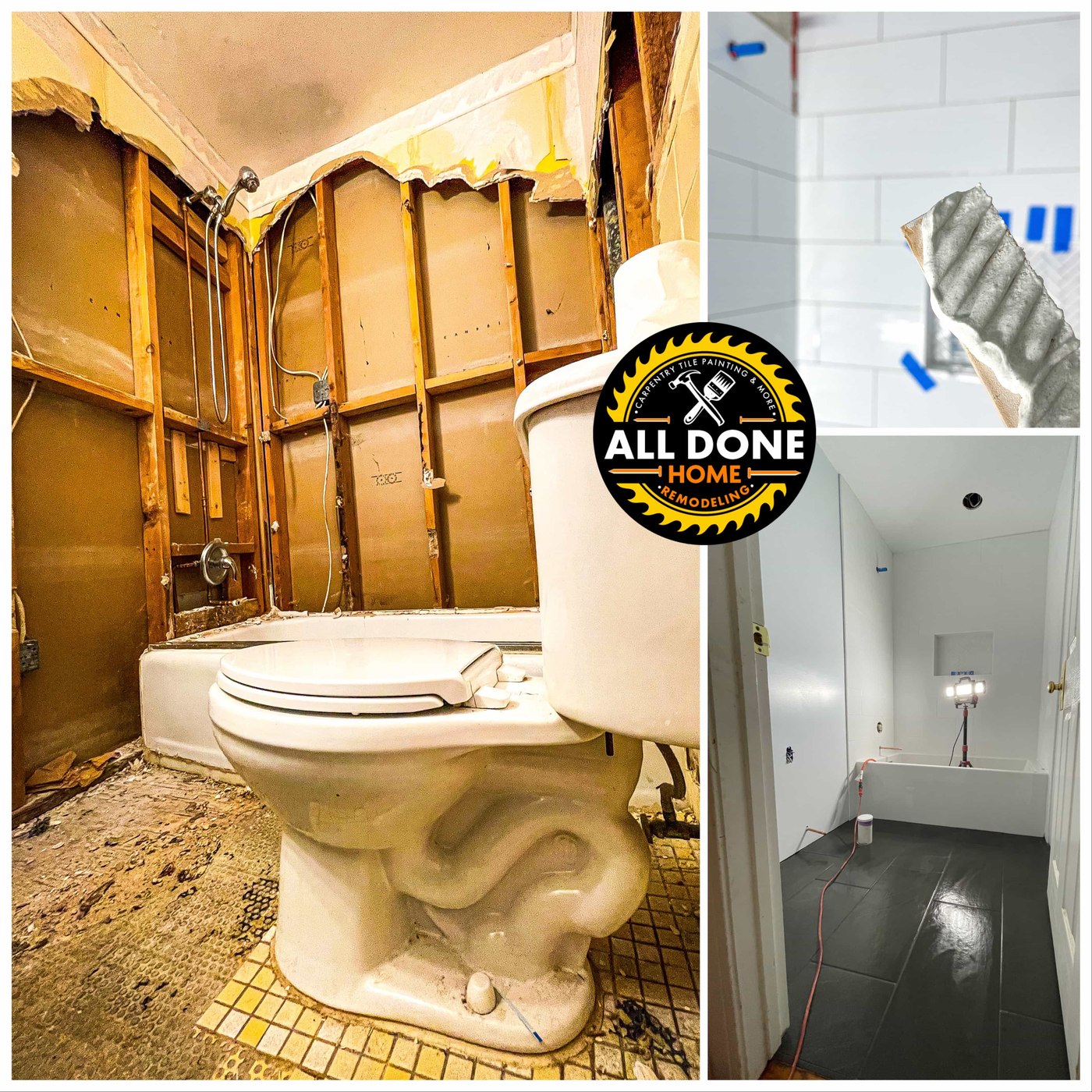 Bathroom remodel before and after by All Done Home Remodeling