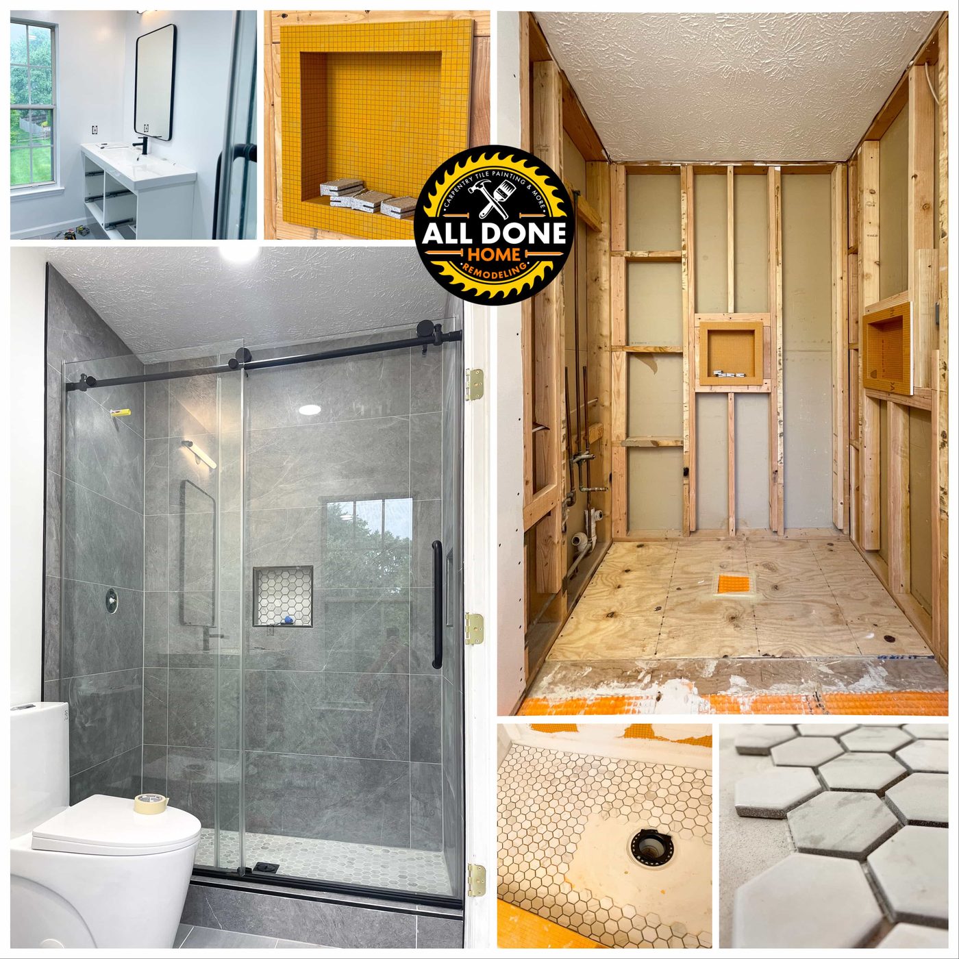 Frameless glass shower door bathroom remodel in Gaithersburg MD