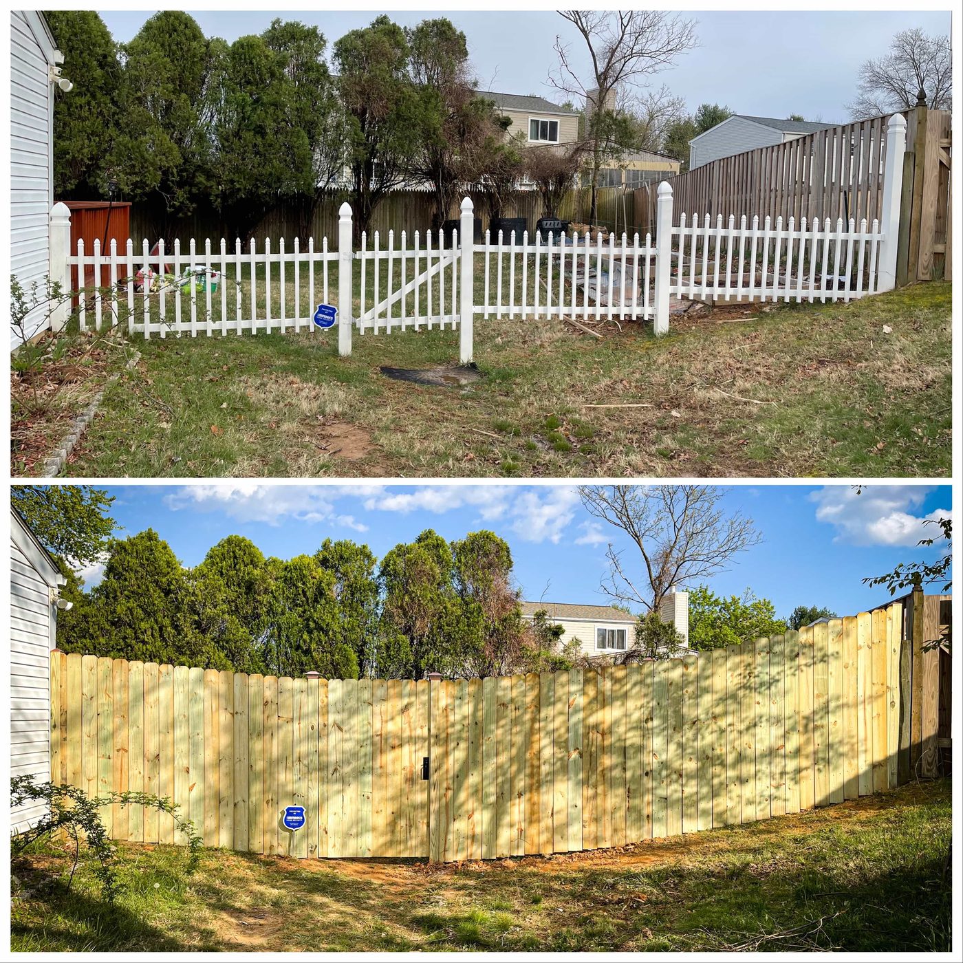 Privacy fence and yard work